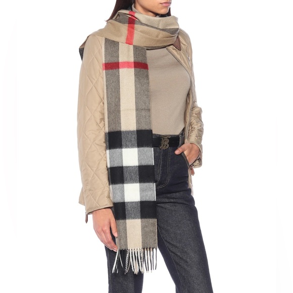 NEW 💕 XL BURBERRY LONDON 2025 Half Mega Giant Check Cashmere Scarf Shawl Wrap - Picture 14 of 14